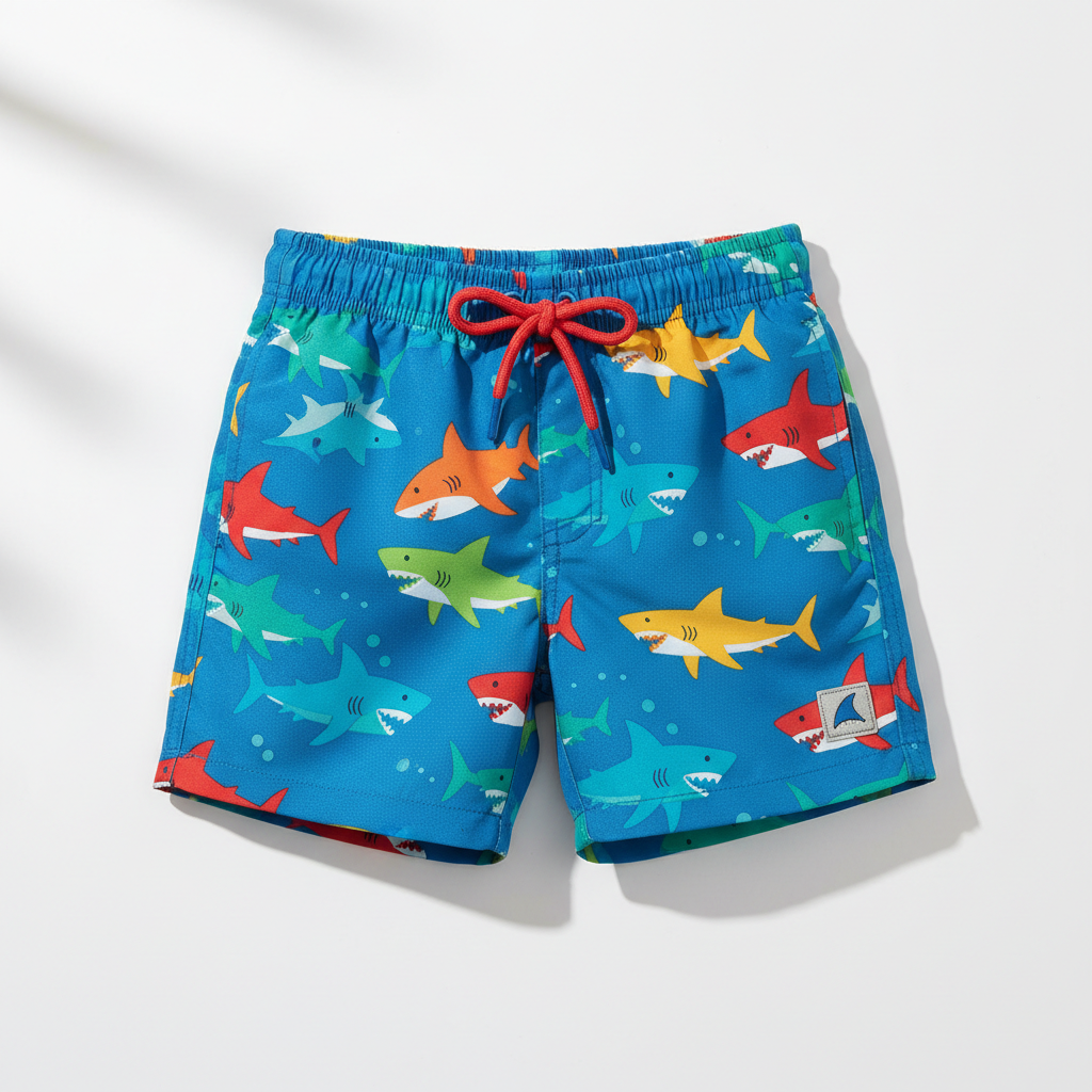 Boys Shark Print Trunks