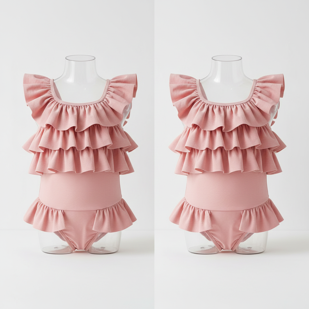 Girls Pink Ruffle Swimsuit